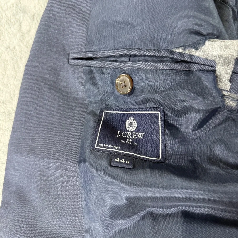 J.Crew Thompson Blazer Mens 44R Navy Blue Good Worsted Wool Two Button Jacket